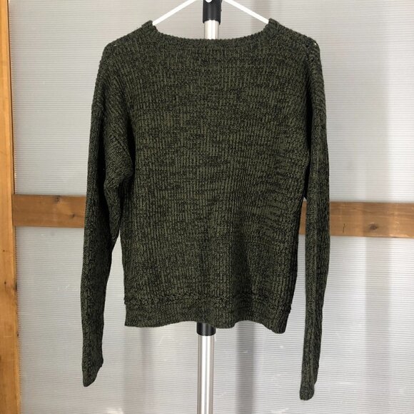 Devoted Peakaboo Collar Dark Green Black VNeck Knit Sweater Sz M - Picture 8 of 12